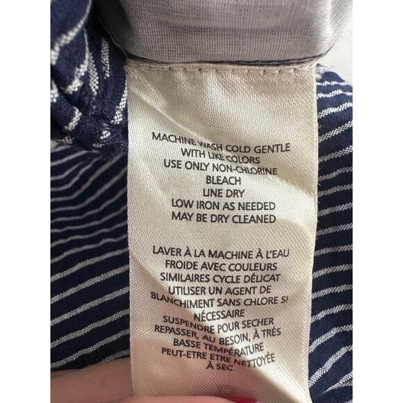 Anthropologie Maeve Size 10 Jumpsuit Wide Leg Blue Collared Striped Modern Chic - Picture 10 of 15